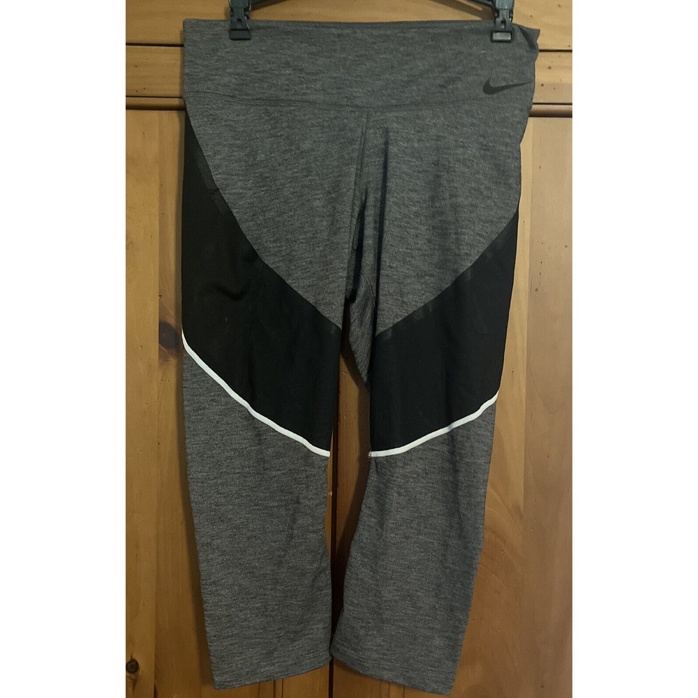 Nike Power Legendary Capri Mid Rise Leggings Dri Fit Womens Large Gray 874721